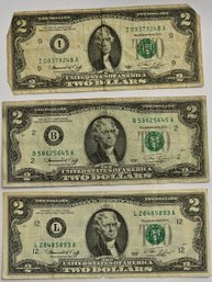 3 Series Of 1976 $2.00 Bills