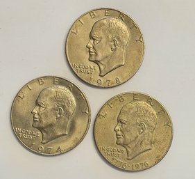 3 IKE DOLLARS 1974,1976,1978