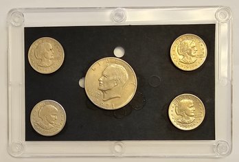 1971 EISENHOWER DOLLAR WITH 4 1979 SUSAN B ANTHONY DOLLAR COINS