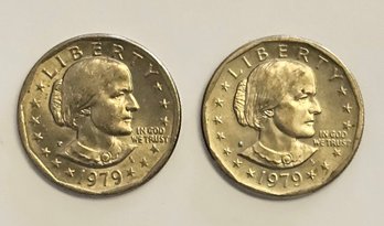 2 1979 SUSAN B ANTHONY DOLLAR COINS