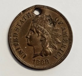 1868 INDIAN HEAD PENNY DAMAGED