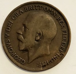 1917 UK GREAT BRITIAN ONE PENNY KING GEORGE