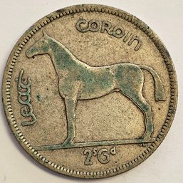 1941 MULE HALF CROWN IRELAND HORSE .750 SILVER