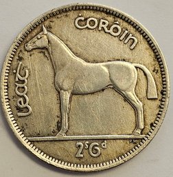 1942 MULE HALF CROWN IRELAND HORSE .750 SILVER