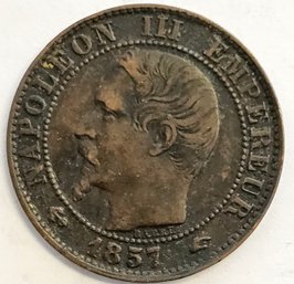 1857 A CINQ CENTIMES NAPOLEAN THE THIRD COIN