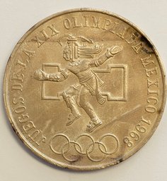 1968 25 PESOS 19TH SUMMER OLYMPIC GAMES .720 SILVER