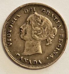 1888 CANADIAN 5 CENT SILVER QUEEN VICTORIA ( LOW MINTAGE)