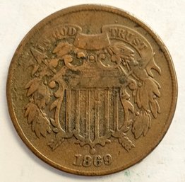 1869 UNITED STATES OF AMERICA 2 CENT COIN