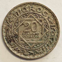 1947 20 FRANCS MOROCCO COIN