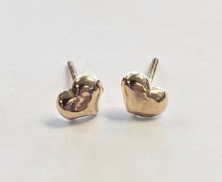 Vintage 14K Gold Baby Heart Earrings With Screw Posts!!