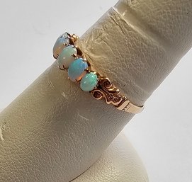 Antique 14K Rose Gold Oval OPAL Band  Size 8.25  1.3 Grams