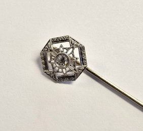 Antique 14K  Gold Filigree HAT PIN With .06 Ct DIAMOND!!!