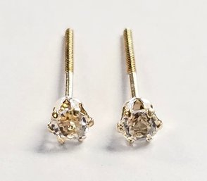 Vintage 14K GOLD CZ Studs With THREADED Posts!!