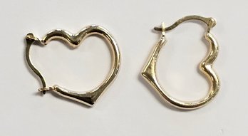 Vintage 14K GOLD Heart Shaped Hoop Earrings  .4 Grams