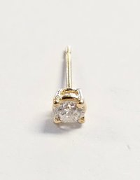 Vintage 14K Gold Single Round DIAMOND Stud Earring  .17 Ct Tw!!!