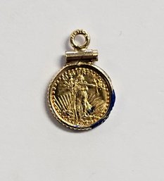 Vintage Mini LIBERTY 1914 Coin In Frame Pendant  .5 Grams