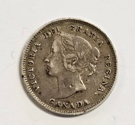 1887 Canadian 5 Cent Silver Coin   .925 Silver