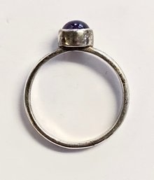 Vintage Sterling Silver Cabochon AMETHYST Ring  Size 9!!