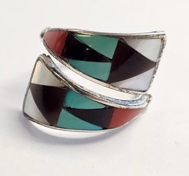 Vintage NATIVE AMERICAN Sterling Silver BYPASS Ring  Signed  SIZE 6