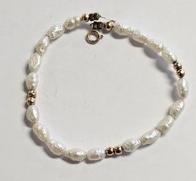 Vintage 14K Freshwater PEARL Bracelet  7'