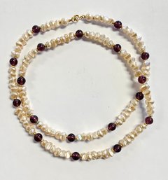 Vintage Fashion Pearl And Amethyst Bead Necklace  30'