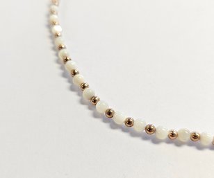 Vintage Gold Filled White Bead Necklace  16'