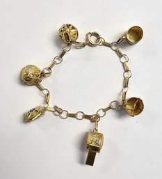 Vintage Enamel Charm Bracelet  7.25'    6.68 Gr