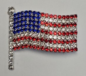 NEW!!!   Red, White And Blue!!!  Our BEAUTIFUL FLAG!!!  Rhinestone Sparkly PIN!!  1.75' X  1.5'