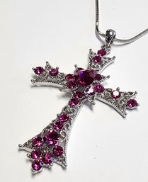 NEW!!!  BEAUTIFUL And BRIGHT!!!  Sparkly Rhinestone CROSS On 16' Chain!!
