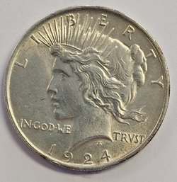 1924 PEACE DOLLAR COIN  .900 SILVER