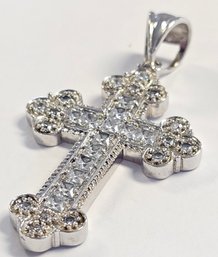 **New Old Stock**  Sterling Silver CZ LARGE CROSS!!  23 Gr!!
