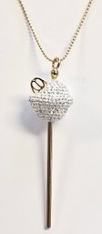 Vintage 18K Gold Over Sterling Silver Lollipop Necklace W/ SWAROVSKI Crystals
