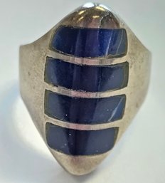 Vintage Mexican Sterling Silver Inlaid SODALITE Ring  Size 9.5  11.99 Gr