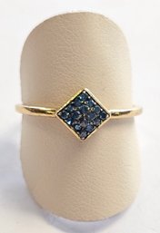 *New Old Stock* 14K Gold Plated Sterling Silver BLUE DIAMOND Stackable Ring  SIZE 9