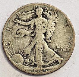 1945 D Walking Liberty Half Dollar .900 Silver