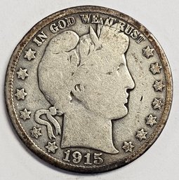 1915 S Barber Half Dollar .900 Silver