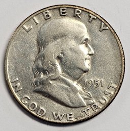 1951 S Franklin Half Dollar .900 Silver
