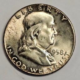 1958 Franklin Half Dollar .900 Silver