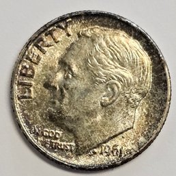1961 Roosevelt Dime .900 Silver