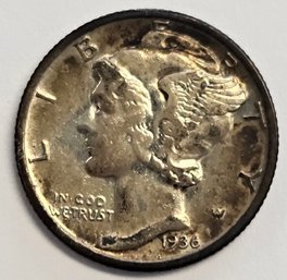1936 S Mercury Dime .900 Silver