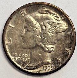 1939 D Mercury Dime .900 Silver