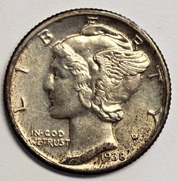 1938 Mercury Dime .900 Silver