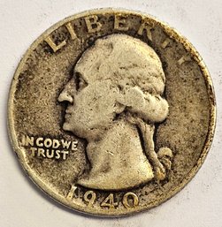 1940 S Washington Quarter .900 Silver