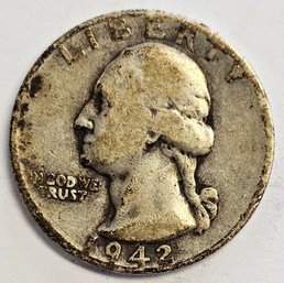 1942 D Washington Quarter .900 Silver
