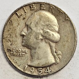 1954 S Washington Quarter .900 Silver