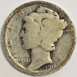 1918 D Mercury Dime .900 Silver