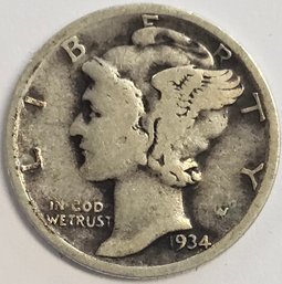 1934 Mercury Dime .900 Silver