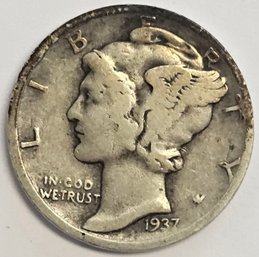 1937 D Mercury Dime .900 Silver