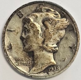 1938 Mercury Dime .900 Silver