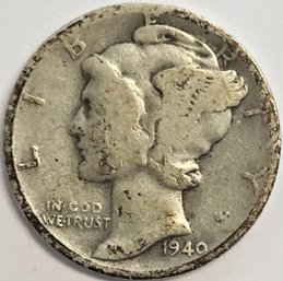 1940 S Mercury Dime .900 Silver